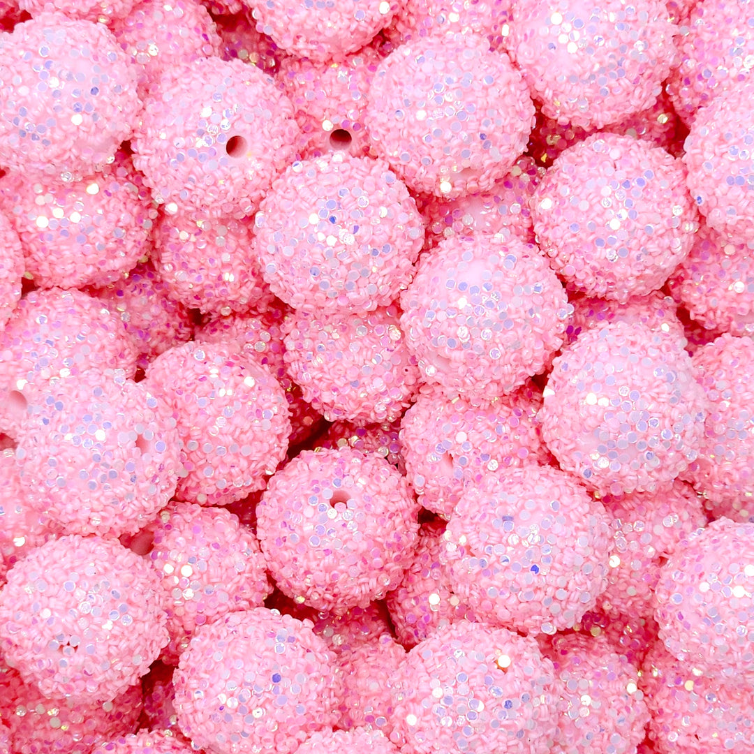 18mm Candy Pink Chunky Glitter Acrylic Beads