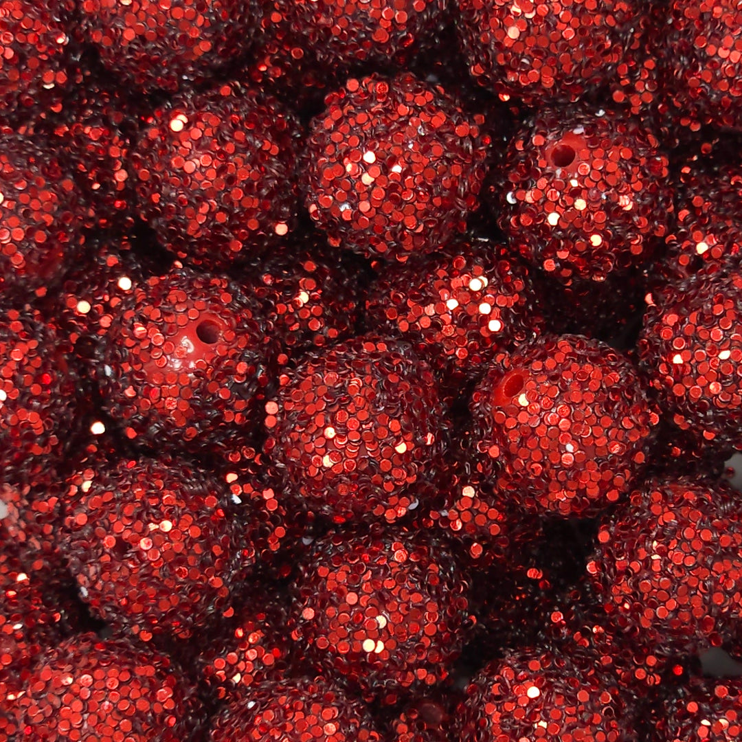18mm Red Chunky Glitter Acrylic Beads