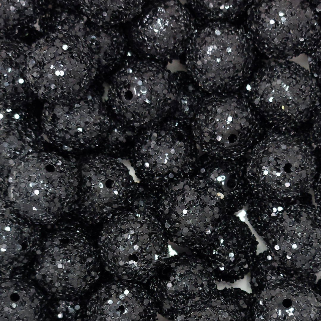18mm Black Chunky Glitter Acrylic Beads