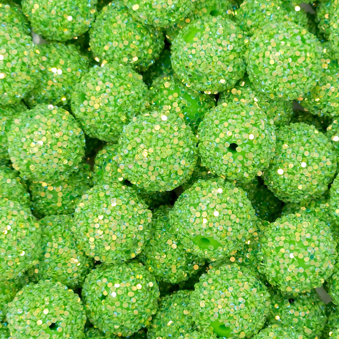 18mm Lime Chunky Glitter Acrylic Beads