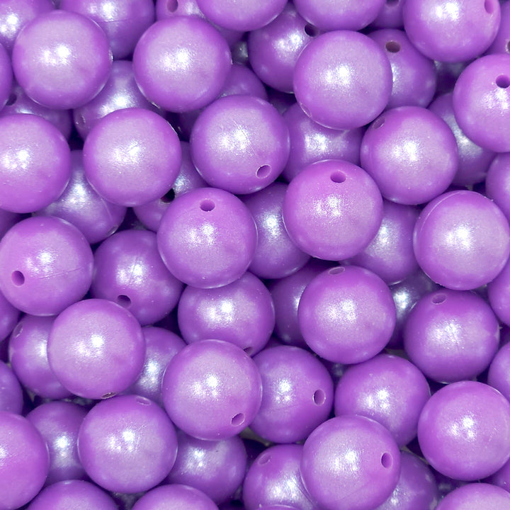 15mm Lavender Shimmer Pearl Silicone Bead