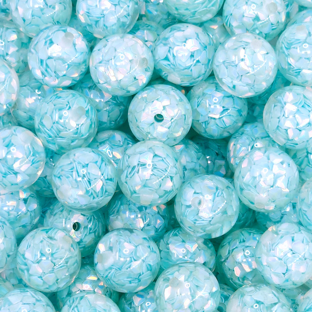 16mm Aqua Blue Sequin Resin Acrylic Beads