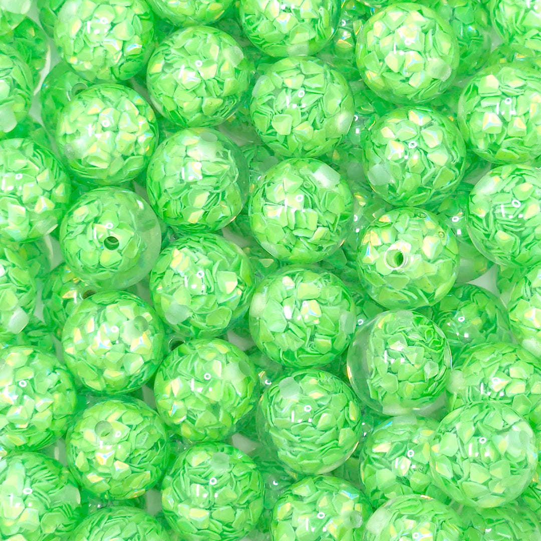 16mm Green Sequin Resin Acrylic Beads