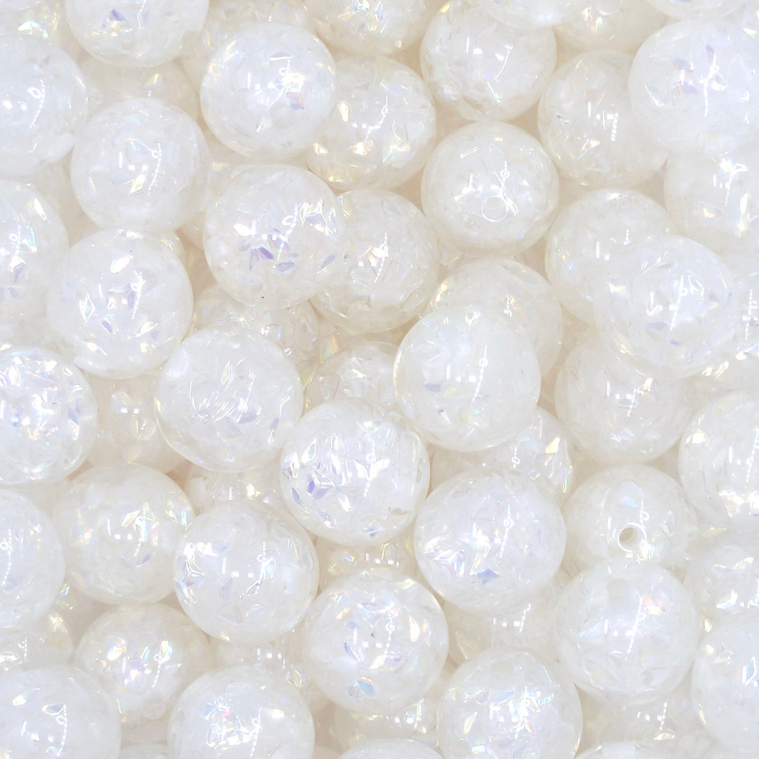 16mm Off-White Iri Sequin Resin Acrylic Beads