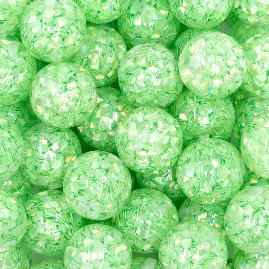 20mm Green Sequin Resin Acrylic Beads