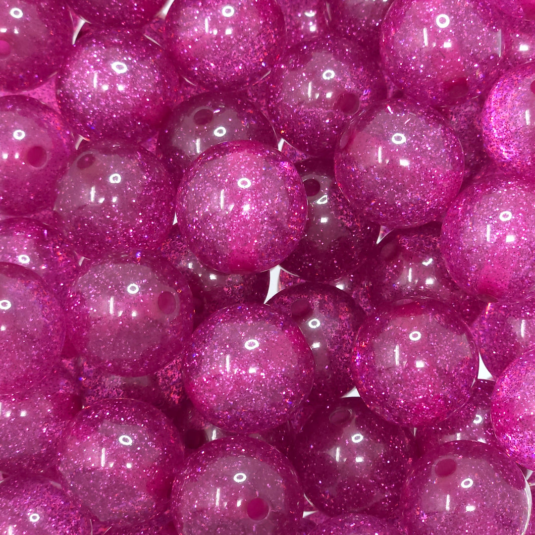 20mm Magenta Acrylic Glitter Beads