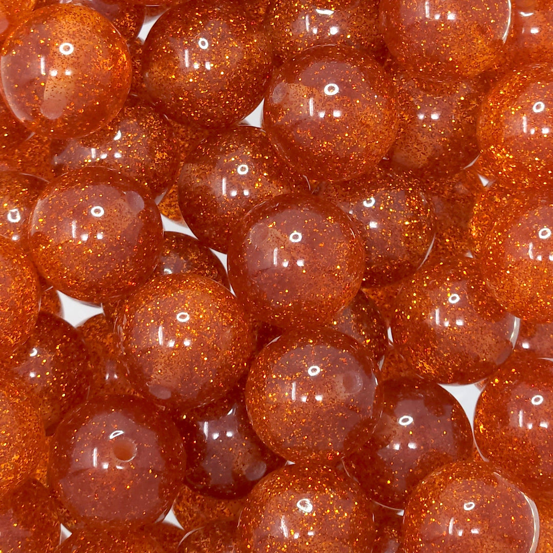 20mm Orange Acrylic Glitter Beads