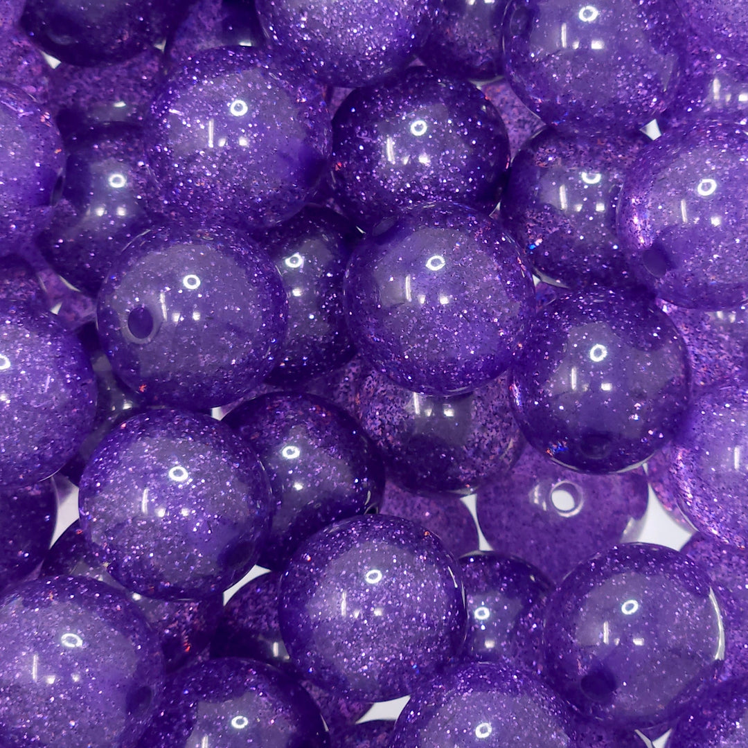 20mm New Purple Acrylic Glitter Beads