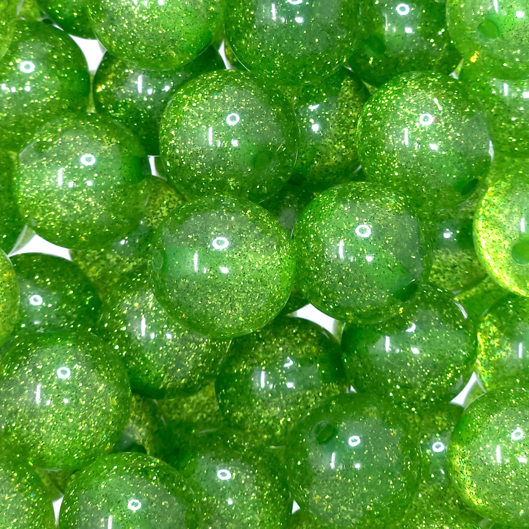 20mm Lime Acrylic Glitter Beads