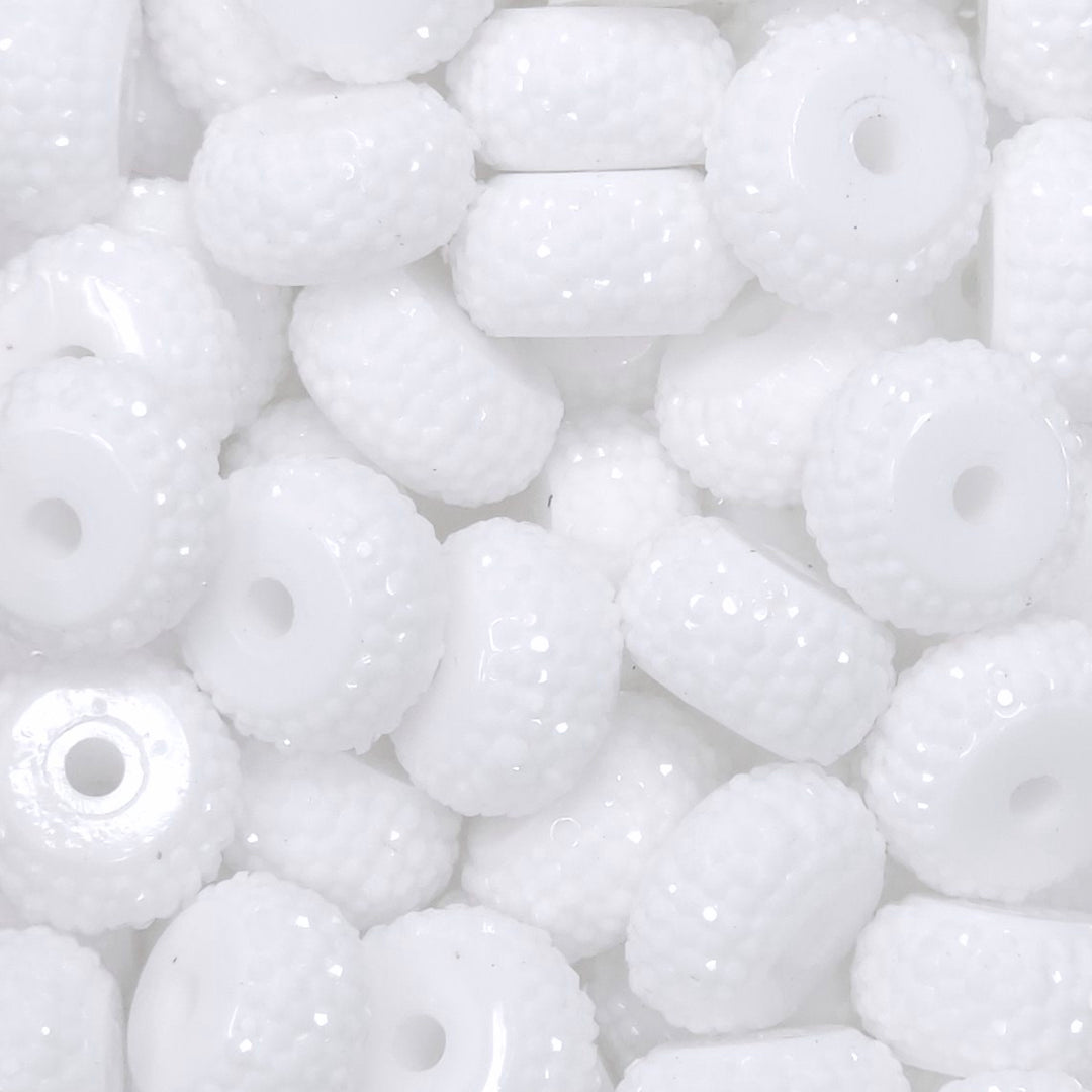 12mm Opaque White Abacus Acrylic Spacer Beads (20 Beads)