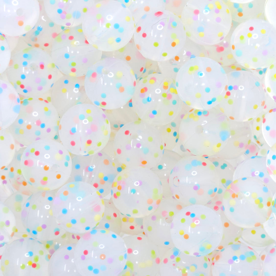 15mm Rainbow Confetti Silicone Round Bead