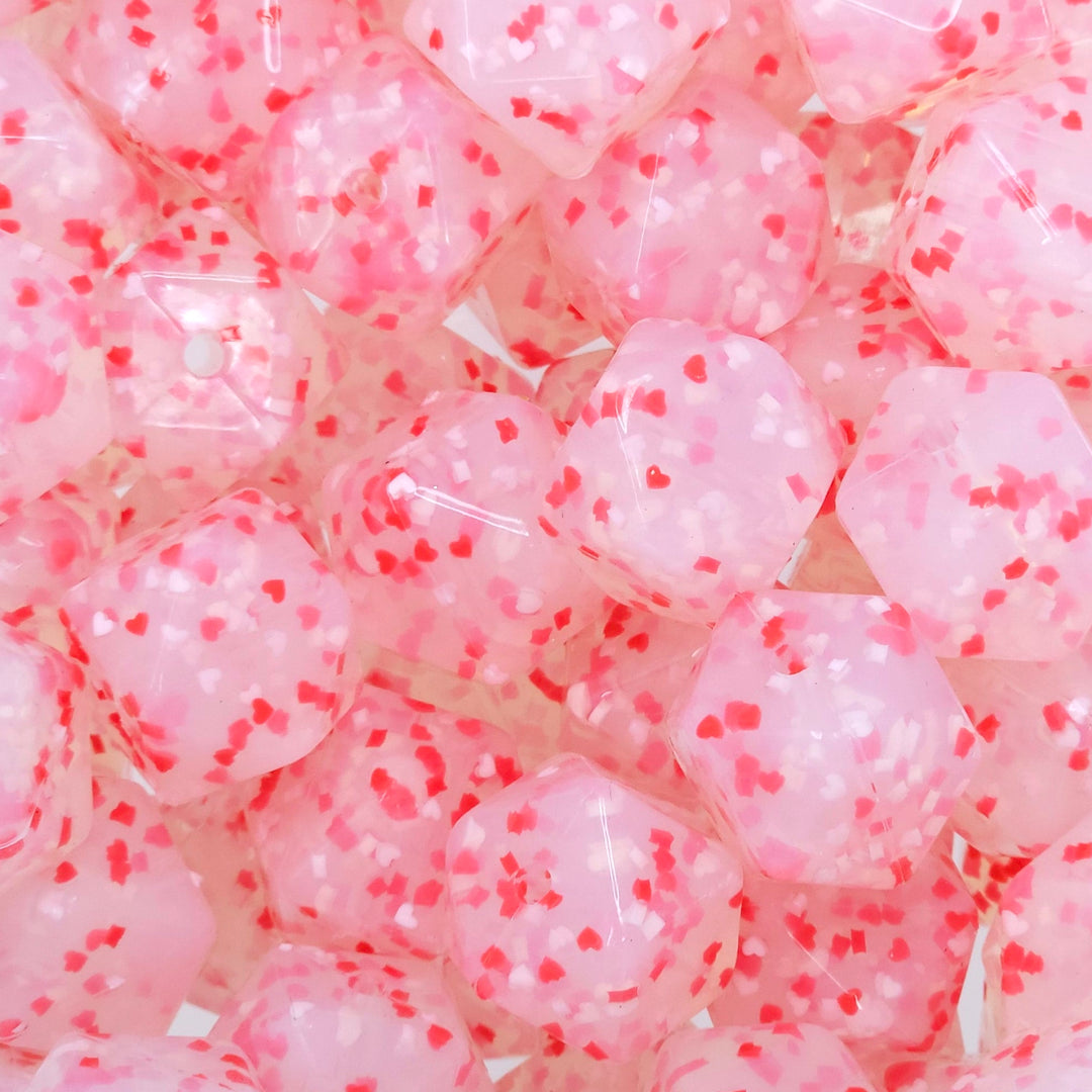 17mm Heart Confetti Silicone Hex Beads