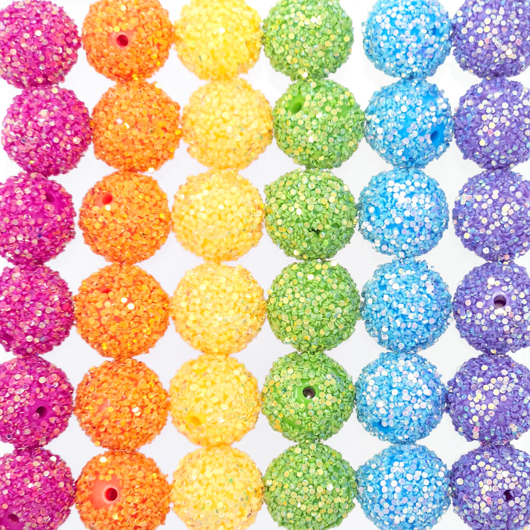 18mm Rainbow Chunky Glitter Acrylic Bead Mix (30 beads)