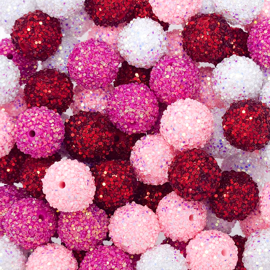 18mm Valentine's Day Chunky Glitter Acrylic Bead Mix (20 beads)