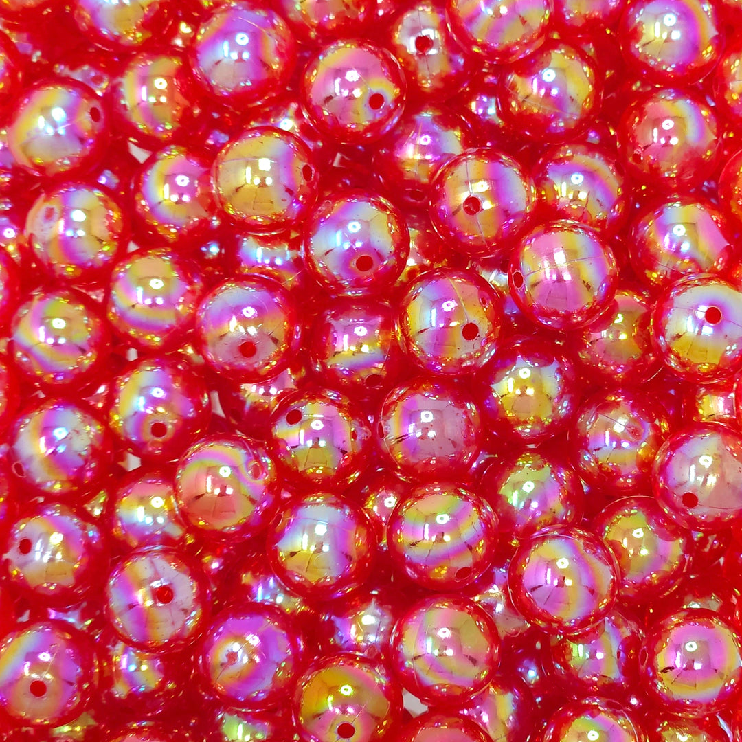 12mm AB Bright Red Jelly Acrylic Beads