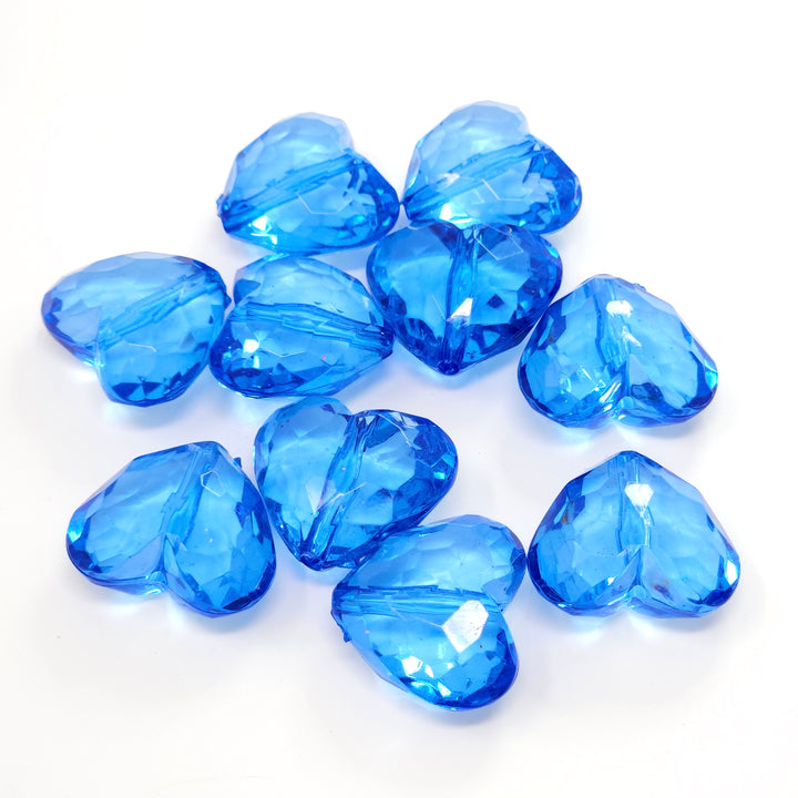 29mm Faceted Acrylic Jewel Heart Beads