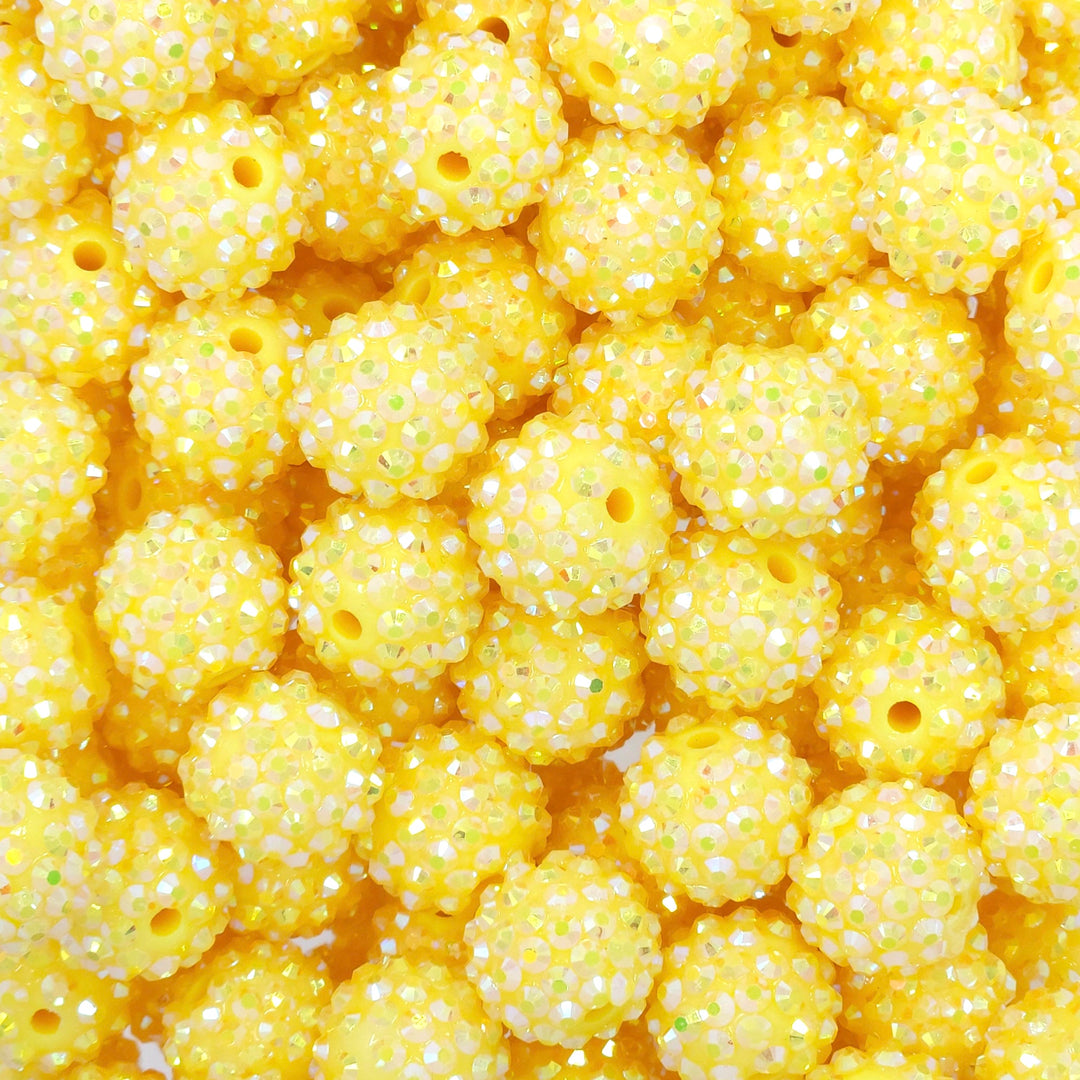 16mm AB Yellow Acrylic Rhinestone Beads