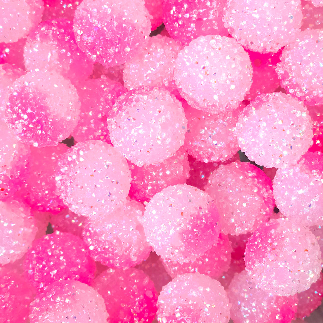20mm Florescent Pink Half Acrylic Sugar Beads