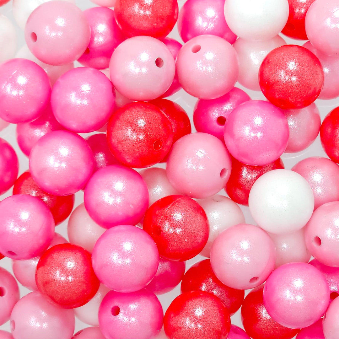 15mm Valentine's Day Shimmer Pearl Silicone Bead Mix (40 beads)