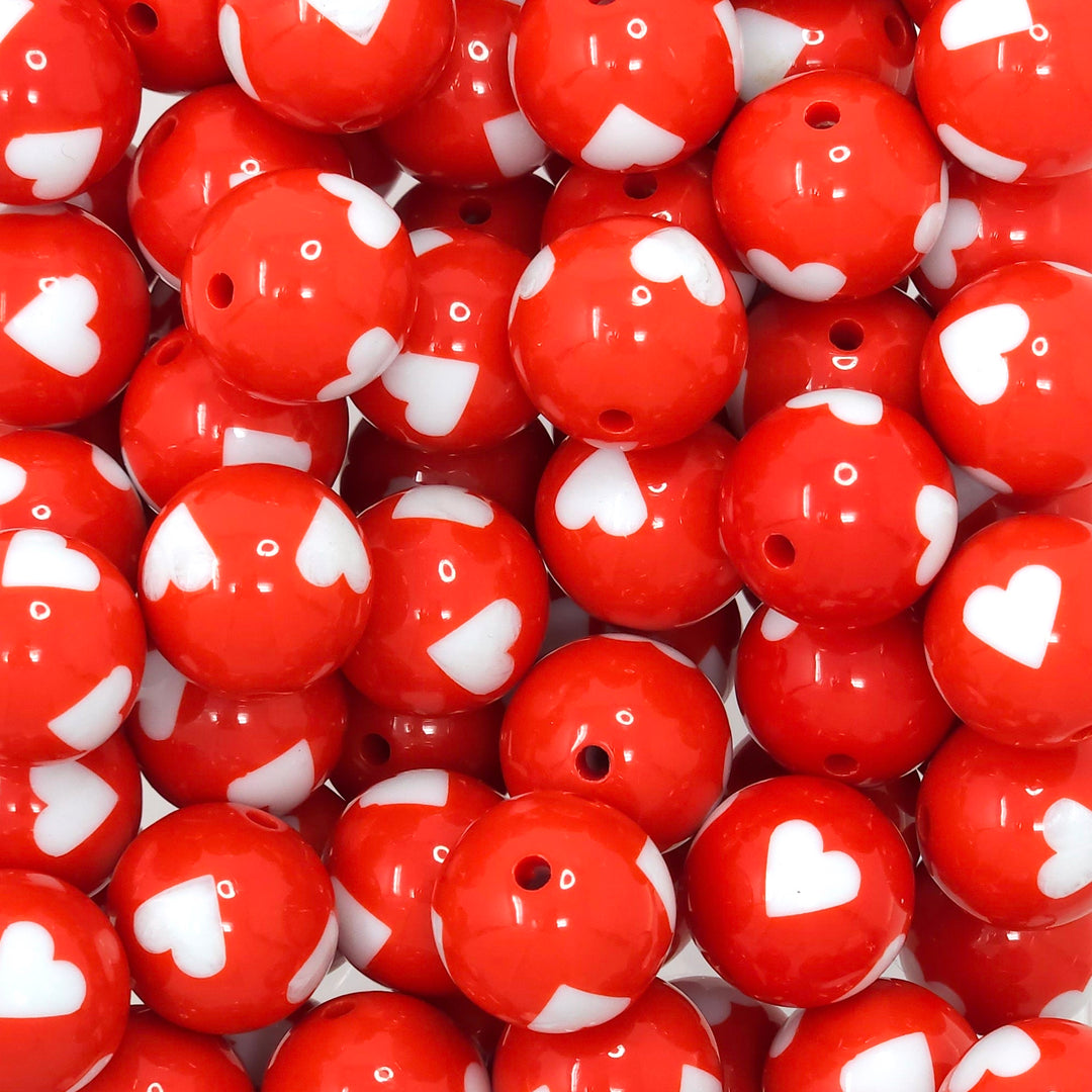 20mm Red Heart Acrylic Beads