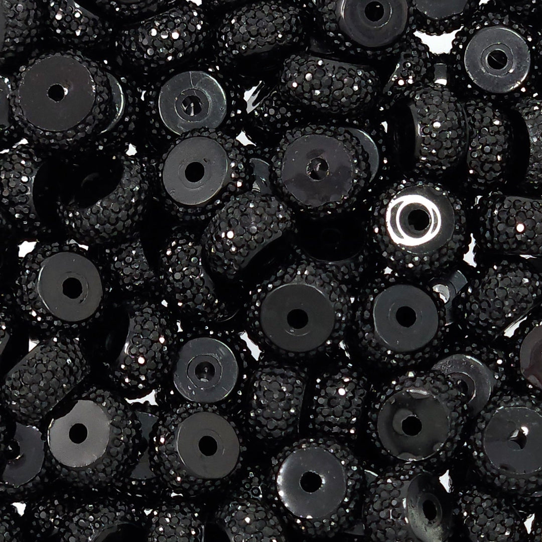12mm Black Abacus Acrylic Spacer Beads (20 Beads)