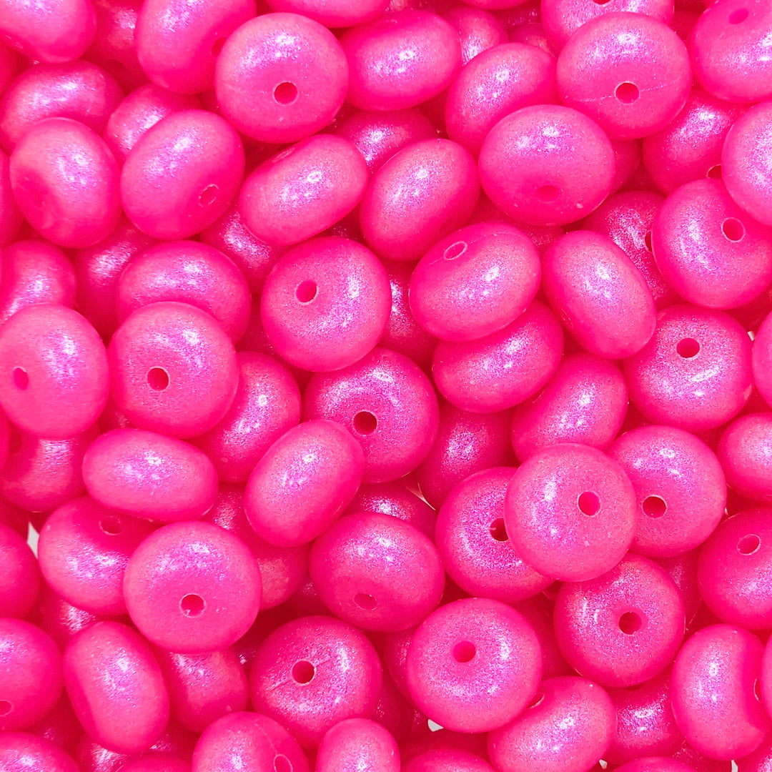 14mm Premium Bright Pink Opal Abacus Spacer Silicone Beads