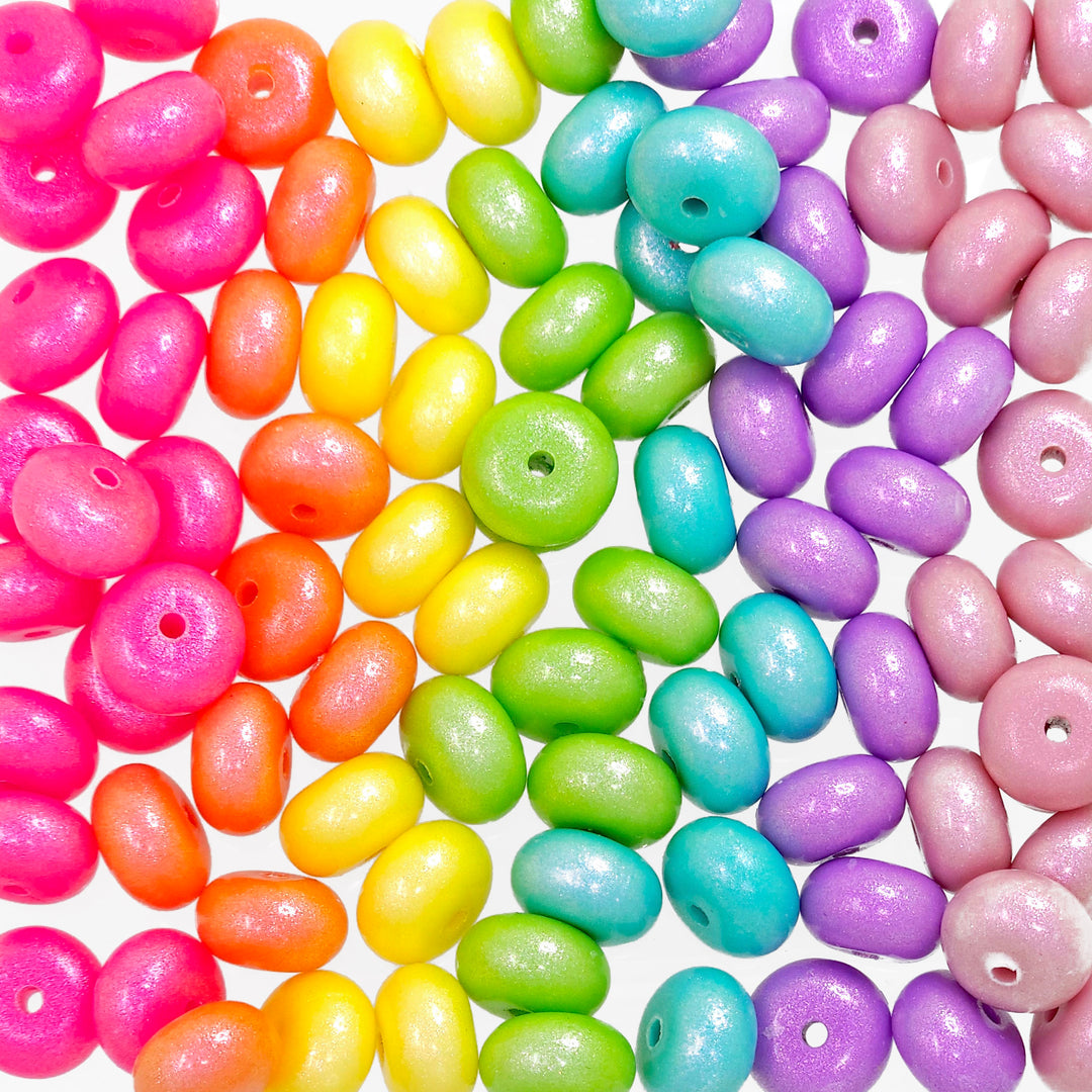 14mm Premium Rainbow Mix Opal Abacus Spacer Silicone Beads (35 beads)