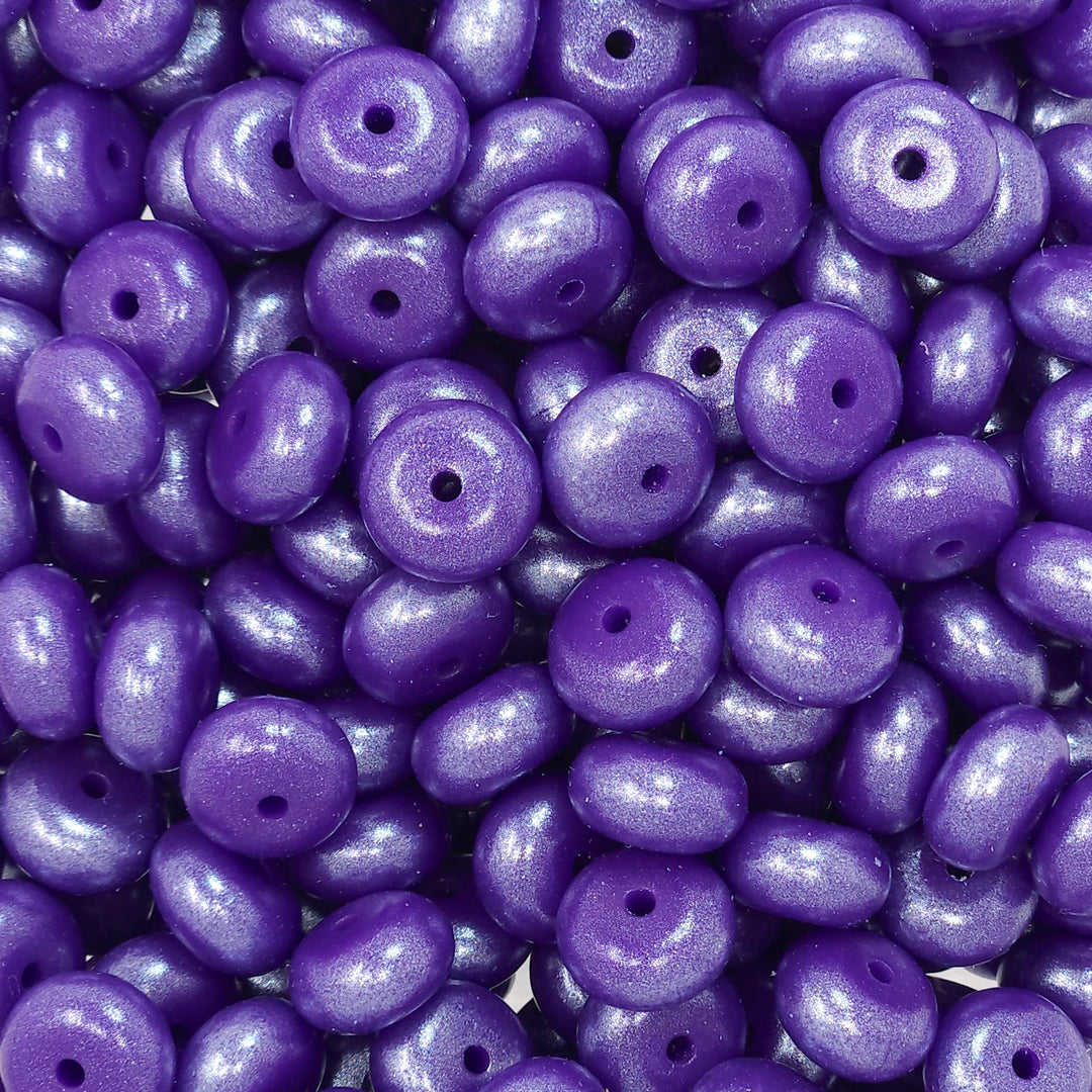 14mm Purple Shimmer Pearl Abacus Spacer Silicone Beads