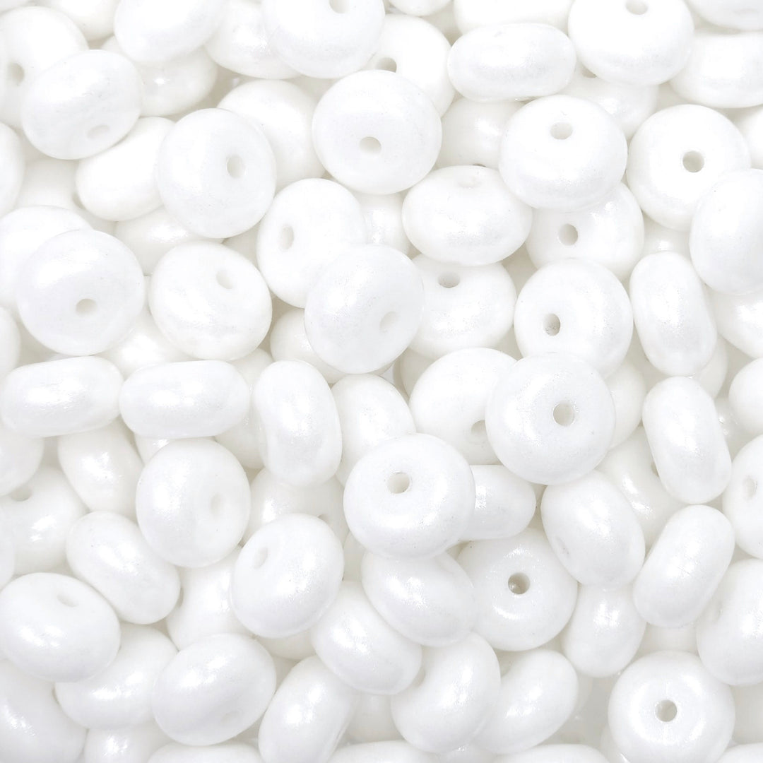 14mm White Shimmer Pearl Abacus Spacer Silicone Beads