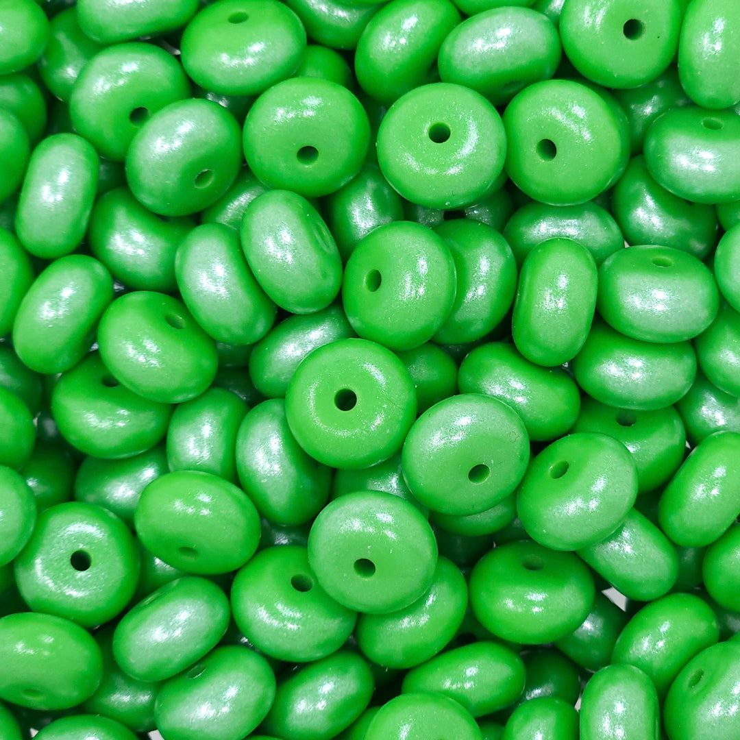 14mm Green Shimmer Pearl Abacus Spacer Silicone Beads