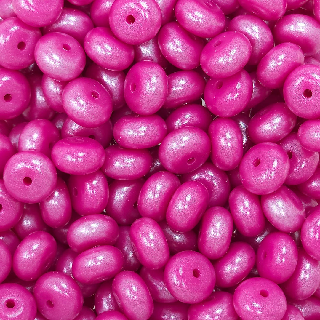 14mm Magenta Shimmer Pearl Abacus Spacer Silicone Beads