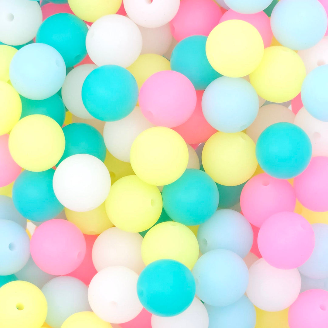 15mm Spring Glow-in-the-Dark Silicone Round Bead Mix (10 beads)