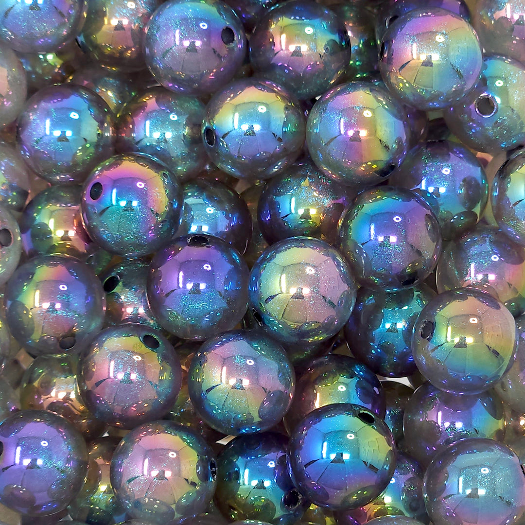 16mm Dark Gray Aurora Glitter Shimmer Acrylic Beads