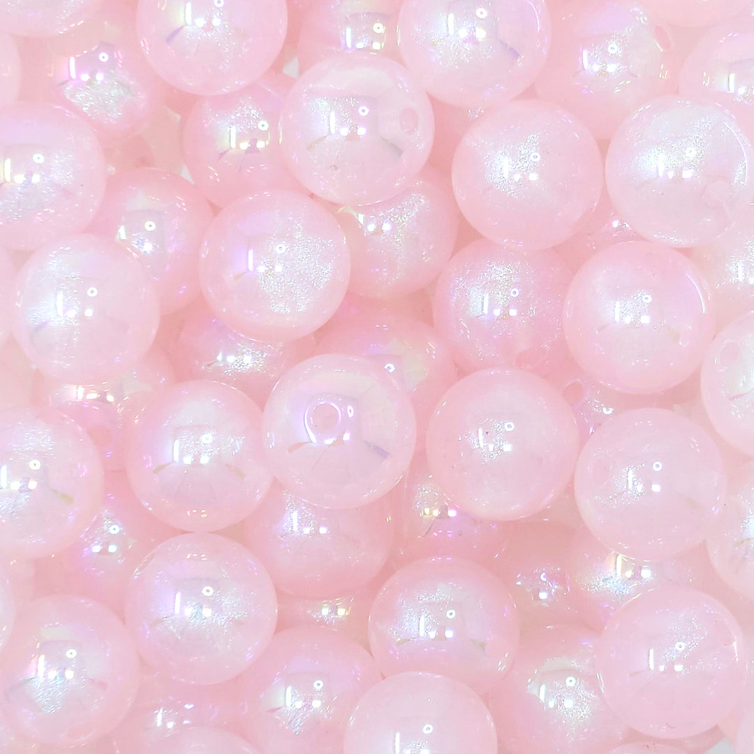 16mm Pink Aurora Glitter Shimmer Acrylic Beads