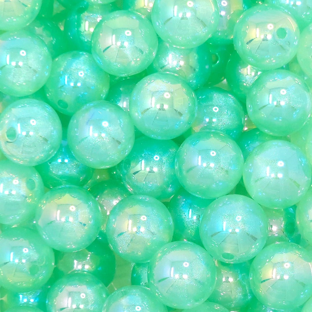 16mm Green Aurora Glitter Shimmer Acrylic Beads