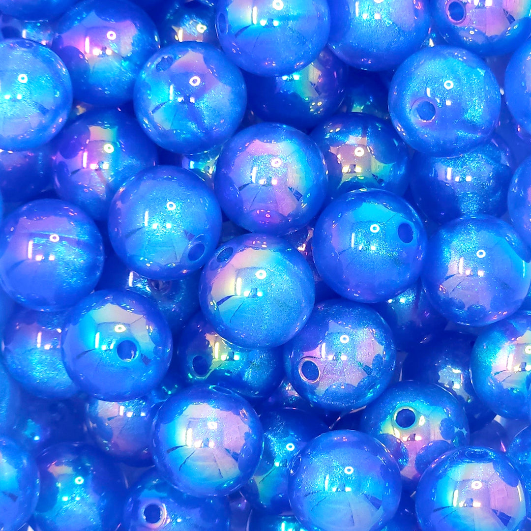 16mm Royal Blue Aurora Glitter Shimmer Acrylic Beads