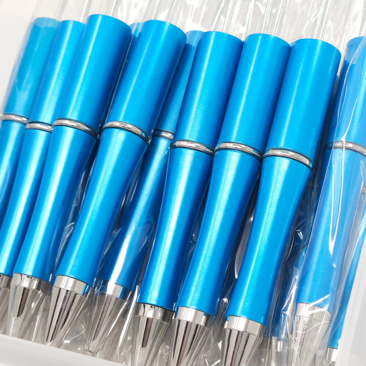 Cyan Blue Pearlescent Beadable Plastic Pen