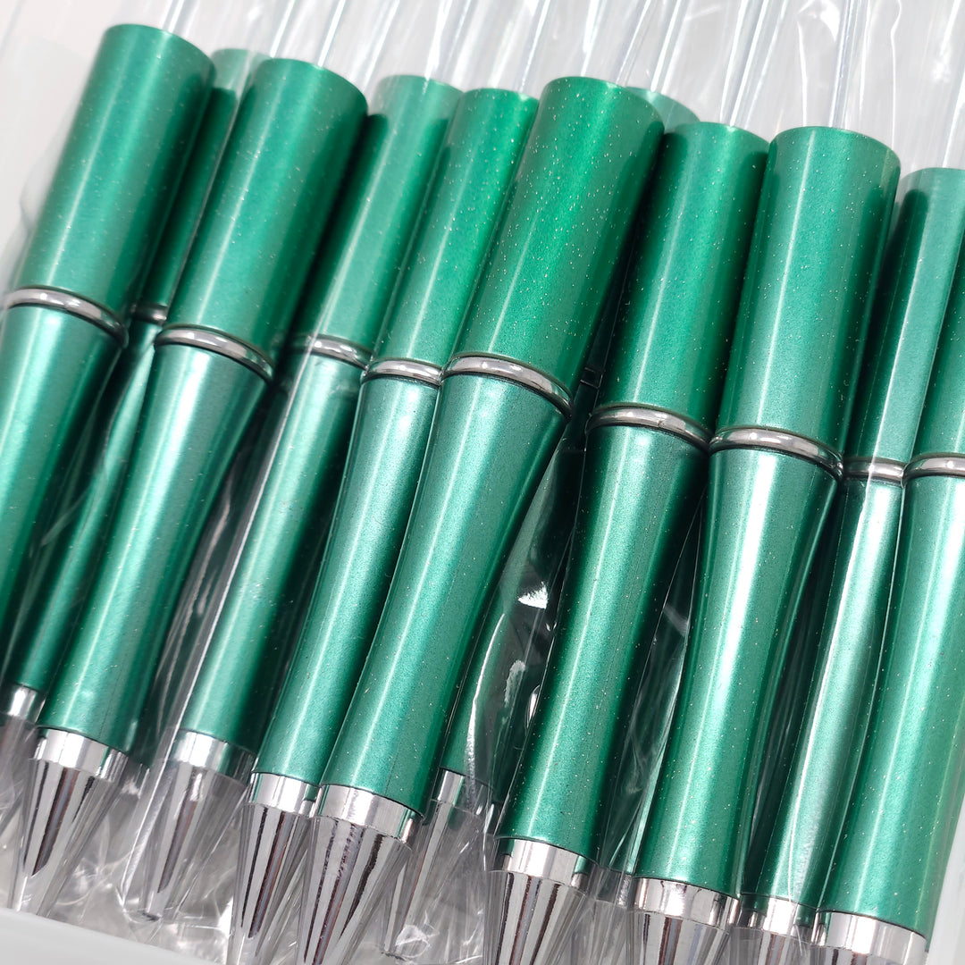 Evergreen Pearlescent Glittery Beadable Plastic Pen