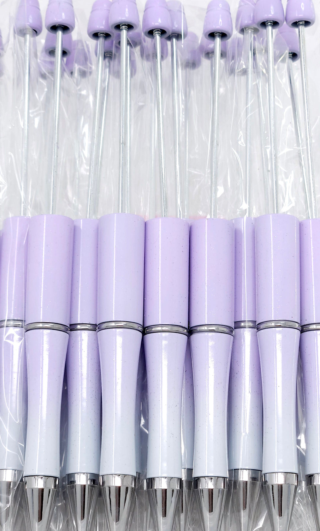 Lavender Ombre Glittery Beadable Plastic Pen