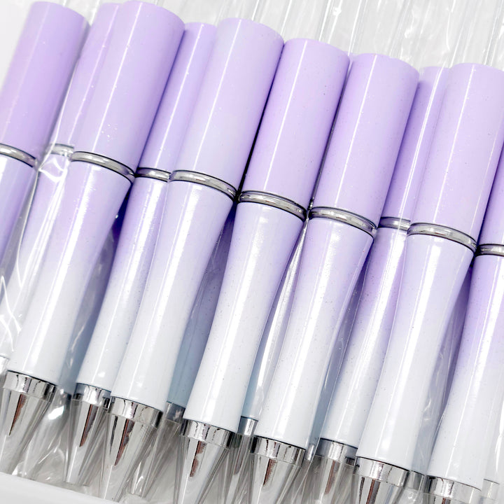 Lavender Ombre Glittery Beadable Plastic Pen