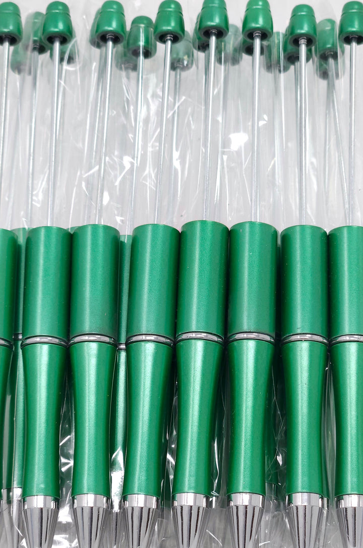 Green Pearlescent Beadable Plastic Pen