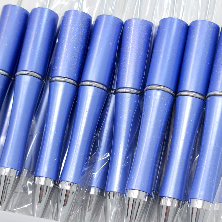 Cornflower Pearlescent Glittery Beadable Plastic Pen