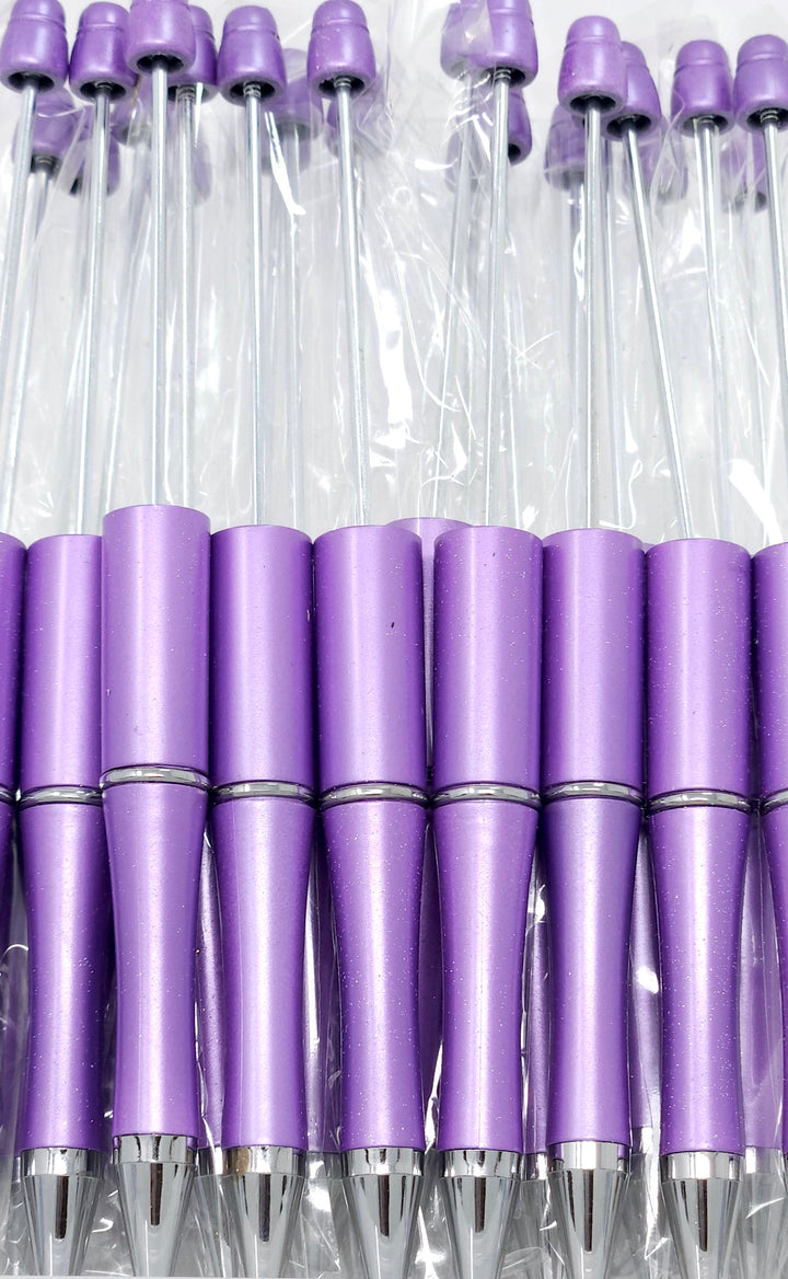 Lavender Pearlescent Glittery Beadable Plastic Pen