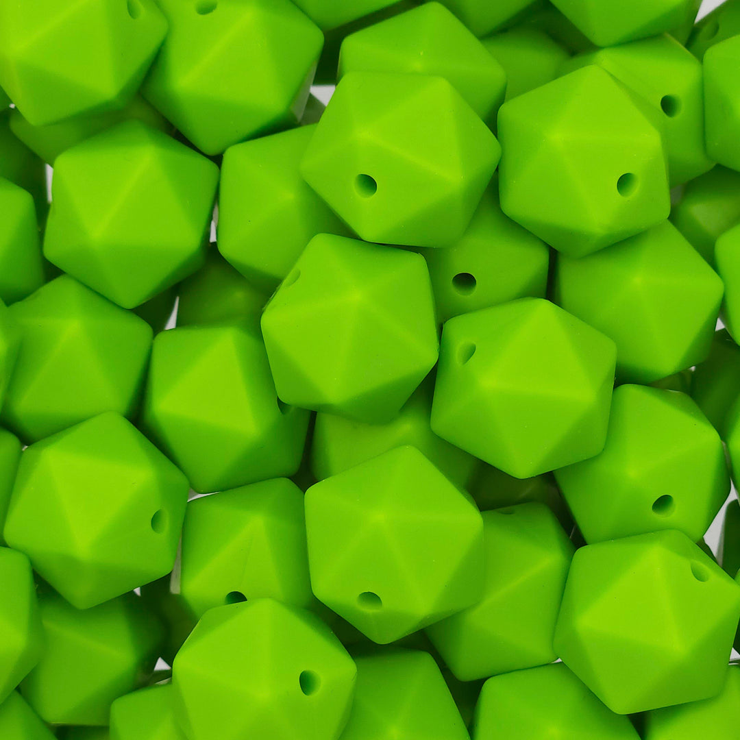 14mm Green Icosahedron Silicone Beads