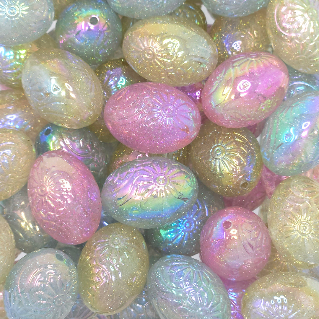 26mm AB Glitter Easter Egg Acrylic Beads