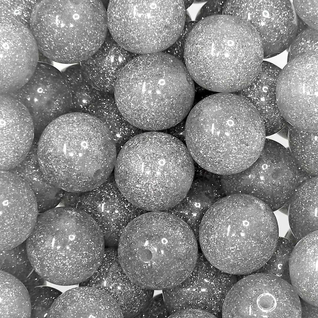 20mm Silver Glitter Acrylic Beads
