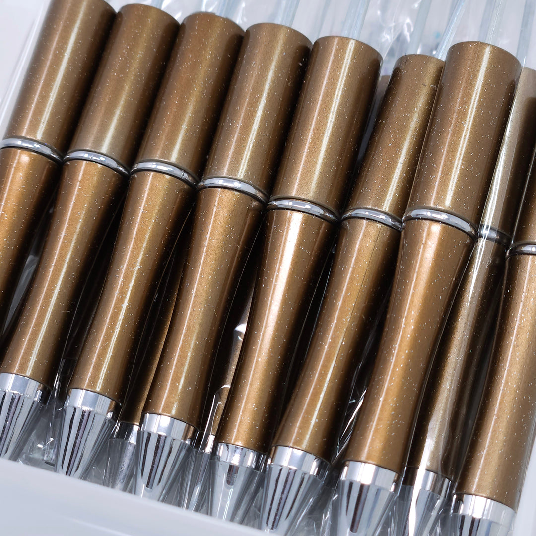 Bronze-Brown Pearlescent Glittery Beadable Plastic Pen