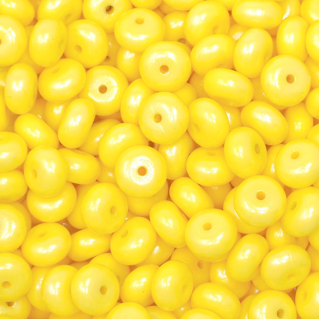 14mm Yellow Shimmer Pearl Abacus Spacer Silicone Beads