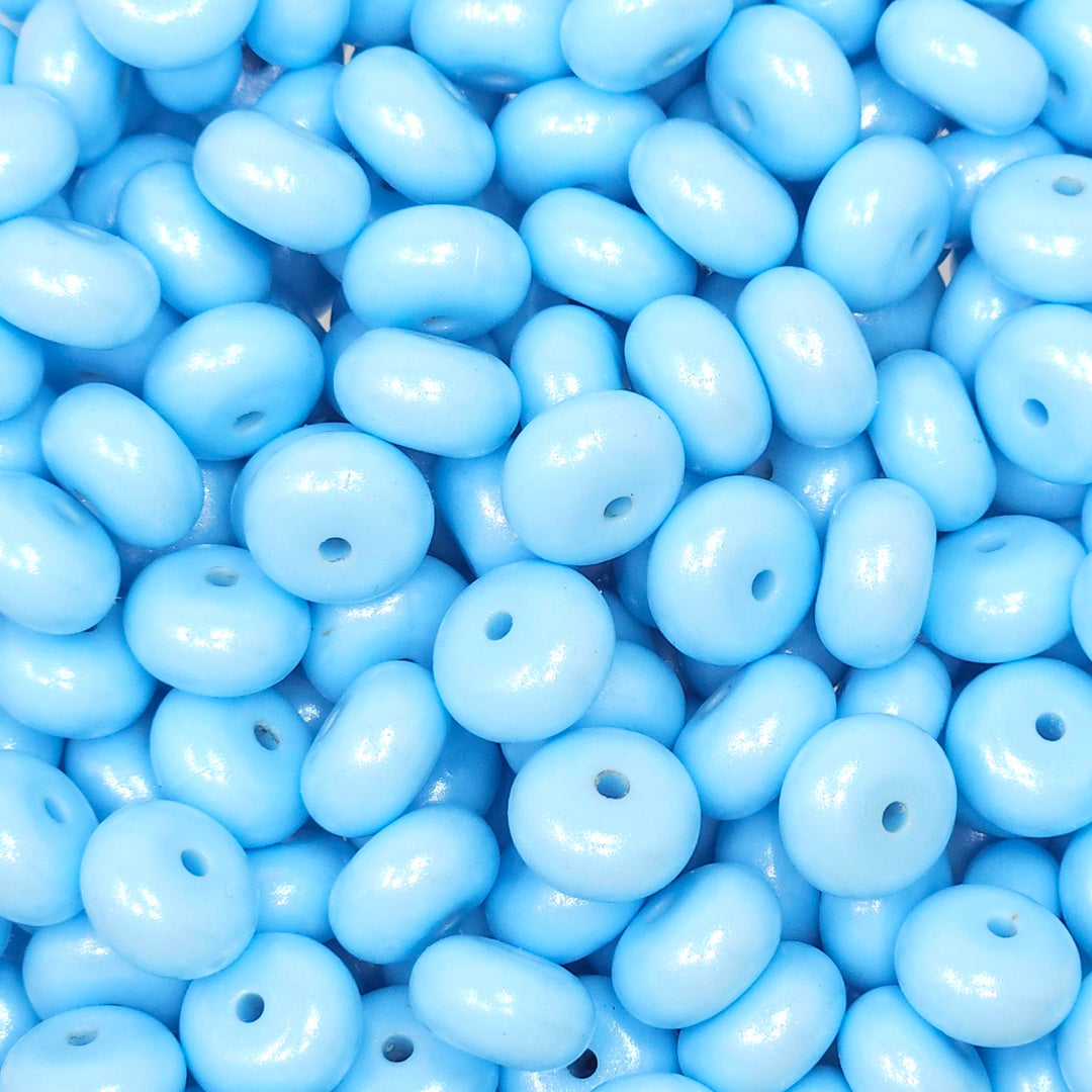 14mm Bright Baby Blue Shimmer Pearl Abacus Spacer Silicone Beads