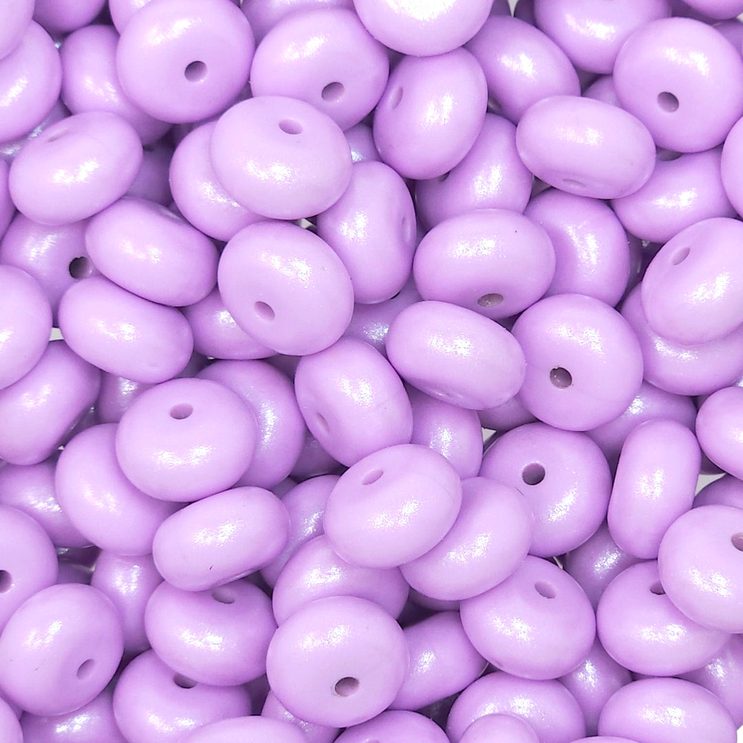 14mm Sweet Lilac Shimmer Pearl Abacus Spacer Silicone Beads